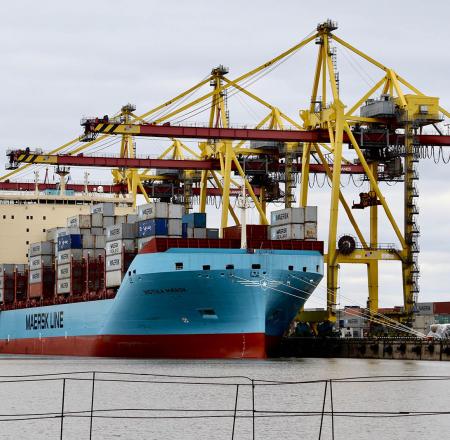 Sea Machines plans to test its new SM400 situational awareness system on a new Maersk container ship, such as this one. Photo: Maersk