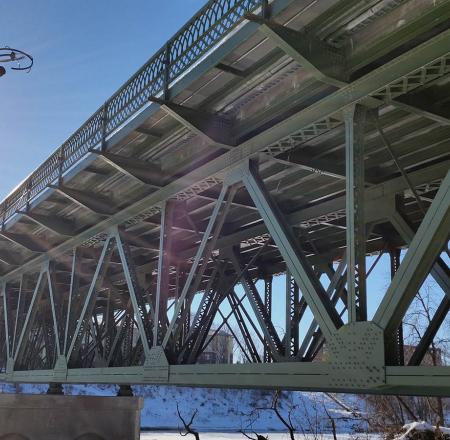 A senseFly Albris drone flies near a bridge it is inspecting. Photo: Collins Engineers