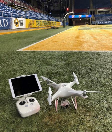 A Botlink-operated DJI drone at the FargoDome. Photo: Botlink