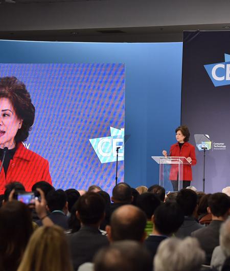DOT Secretary Elaine Chao speaks at CES 2020. Photo: CTA