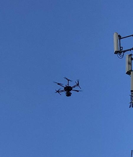 A drone flies at the NATE demonstration. Photo: NATE