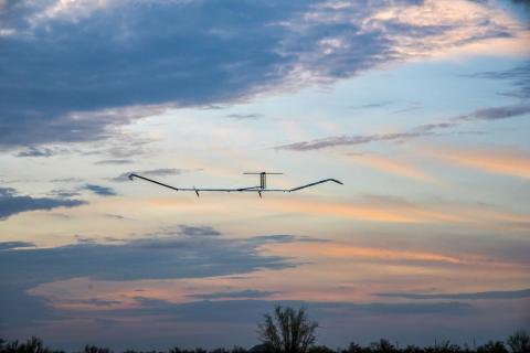 Airbus Defence and Space has announced that its new Zephyr S HAPS (High Altitude Pseudo-Satellite) UAS has set a new flight duration record after flying more than 25 days during its maiden flight. Photo: Airbus