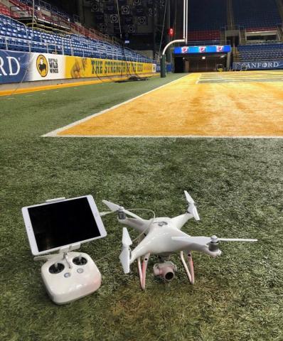 A Botlink-operated DJI drone at the FargoDome. Photo: Botlink