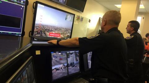 A watch commander views a drone feed. Photo: San Diego News-Tribune