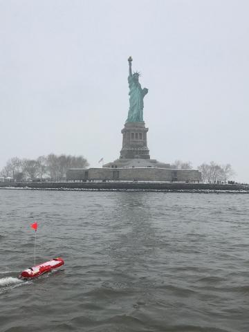 Hydronalix's Emergency Integrated Lifesaving Lanyard (EMILY) USV. Photo: Hydronalix