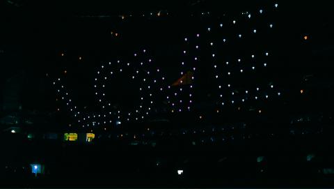 150 enhanced Intel Shooting Star drones fly during rehearsals for the Pepsi Super Bowl LIII Halftime Show. Credit: Intel Corporation