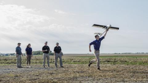 The Applied Aviation Research Center at Kansas State University Polytechnic Campus has received a certificate of waiver from the Federal Aviation Administration to fly unmanned aircraft systems beyond the line of sight. Photo: Kansas State University