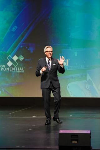Dan Lyons delivers his keynote address during Xponential 2019. Photo: becphotography