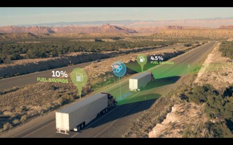 A measurement of how platooning can save fuel and money. Image: Peloton Technology A measurement of how platooning can save fuel and money. Image: Peloton Technology