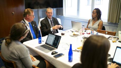 CAI-NA's Burke and AUVSI's Wynne discuss the task force report. Shoto: AUVSI CAI-NA's Burke and AUVSI's Wynne discuss the task force report. Shoto: AUVSI