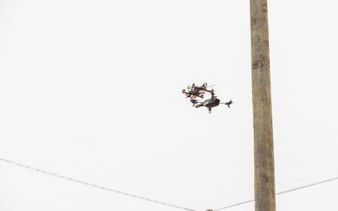 Researcher tests UAS interception system at UMD's new outdoor flight laboratory, photo courtesy of University of Maryland.