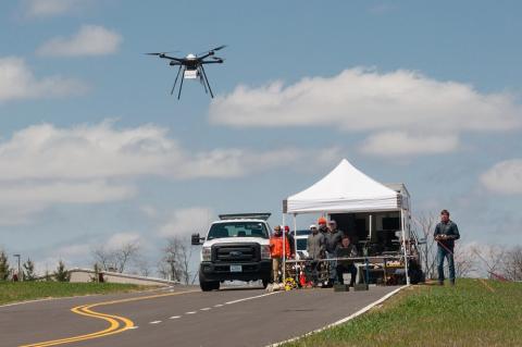This UAS is carrying equipment designed to allow it to automatically detect and avoid other aircraft. Photo: Virginia Tech