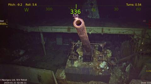 A 5-inch gun on the USS Hornet. Image: Vulcan Inc.